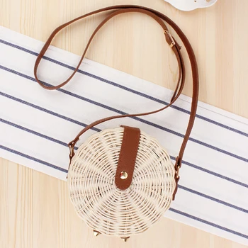 

Casual Two Size Straw Shoulder Bags Women Summer Beach Holiday Crossbody Messenger Bags Mori Girl Rattan Weave Round Bag