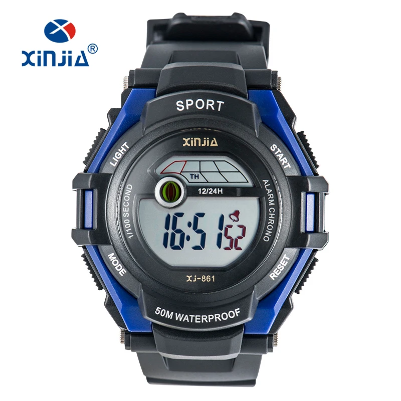 Shockresist цифровые часы для Для мужчин спортивные 50 м Водонепроницаемый Платье для улицы детская Подсветка Сигнализация Секундомер час - Цвет: 0116 Black blue