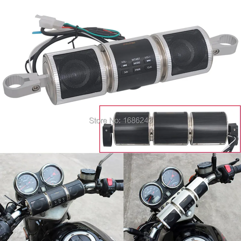 Хромированный мотоциклетный MP3 музыкальный плеер Bluetooth стерео динамик fm-радио регулируемый кронштейн водостойкий светодиодный дисплей Новинка
