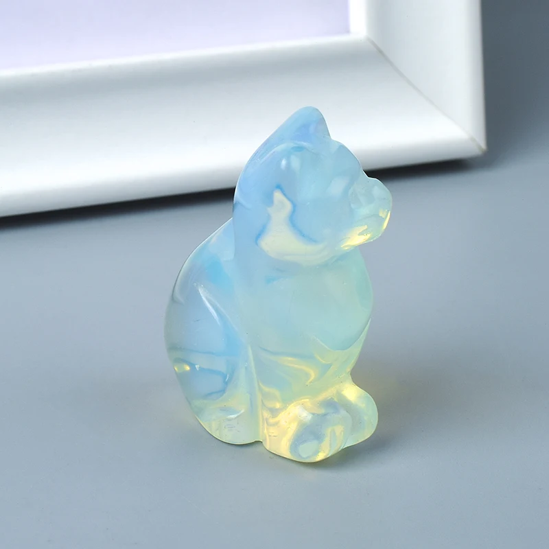 1,5 дюймов Opalite фигурки котят мини животные ремесло резные минеральный кварц для лечения статуя кристаллов для украшение для детской