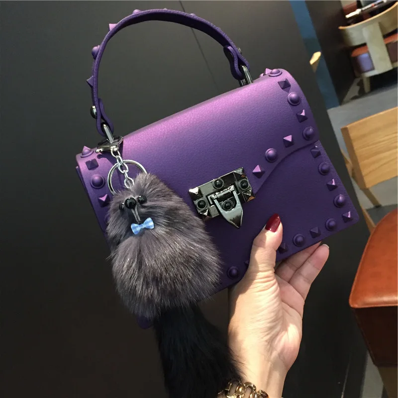 TekiEssica сумка с заклепками женская сумка прозрачная желе роскошная сумка матовая конфетная цветная сумка-тоут дизайнерская сумка через плечо