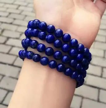 

free shipping >>>>Natural Lapis Lazuli Royal Blue Gemstone 108 Prayer Beads Bracelet 8mm AAAA