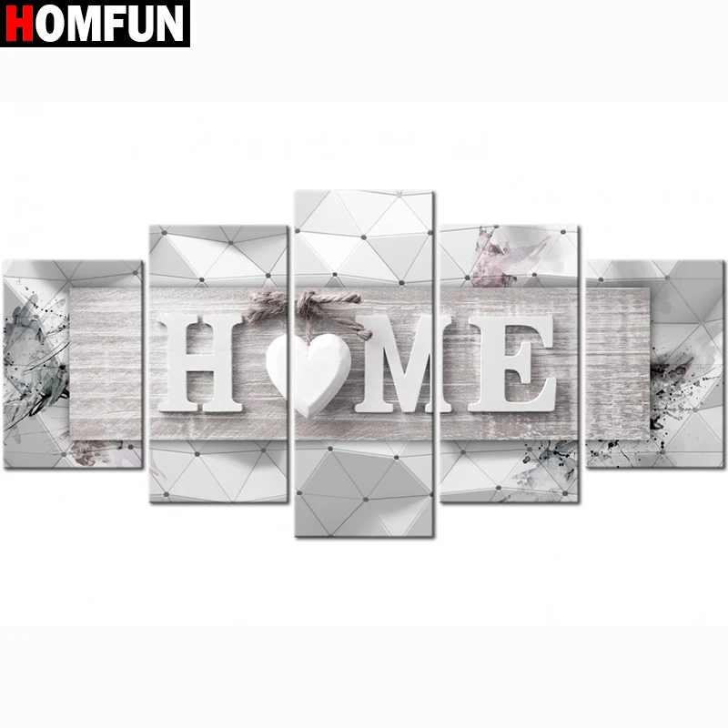 

Набор для алмазной живописи HOMFUN, картина «Дом, сладкий дом», набор картин «сделай сам», вышивка с квадратными/круглыми стразами, 5D декор, 5 шт.