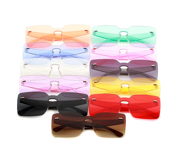 Женские солнцезащитные очки большого размера,, желтые, оранжевые, зеленые, синие, большие, без оправы, без оправы, женские солнцезащитные очки, модные очки de sol feminino