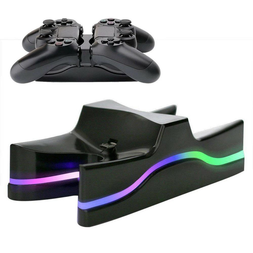 

2019 For PS4 Gamepad Charger Holder Dual Remote Controller LED Charger Dock Station USB Fast Charging Stand