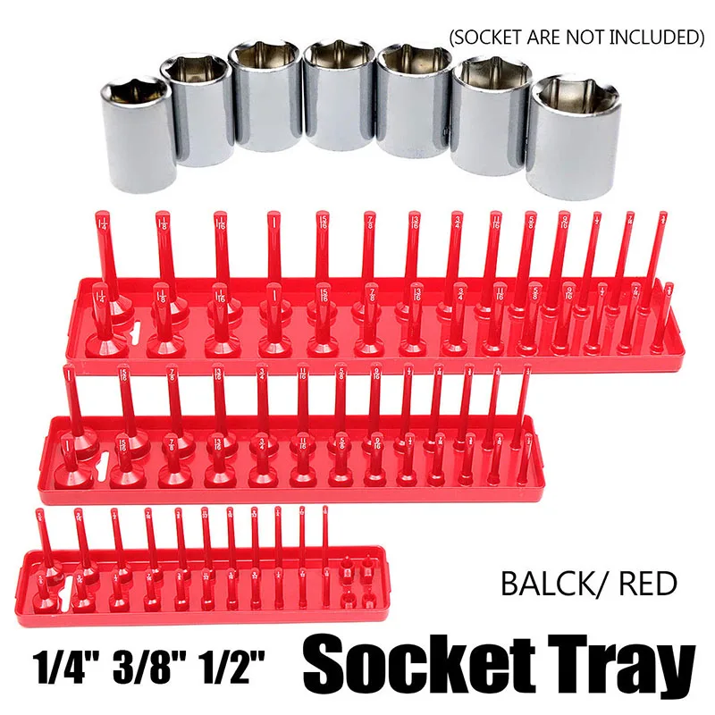 

3Pcs 90 Sockets Metric/SAE Magnetic Socket Holder Tray Drive Direct Rail Rack Toolbox CLH@8