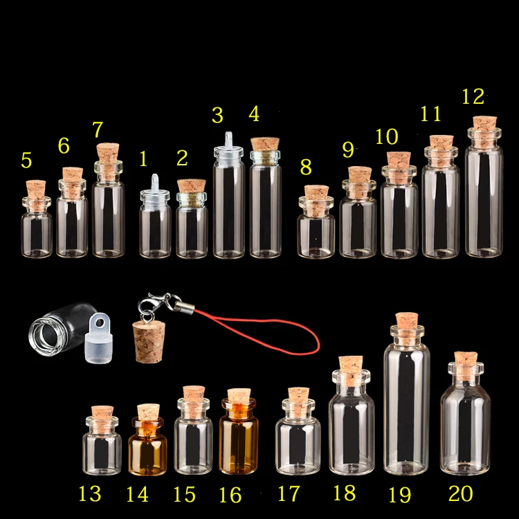 100 шт. 1/2/5 мл, желающих Стекло бутылки с корковой пробкой небольшой прозрачный мини пустой Стекло флаконы баночки контейнеры для бутылок