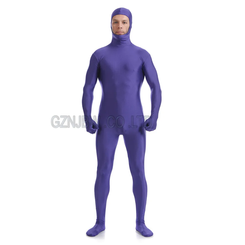 

Adult Mens Spandex Faceless Purple Bright Skin Zentai Cosplay Costume Costume Halloween Suit Bodysuit Unitard leotard