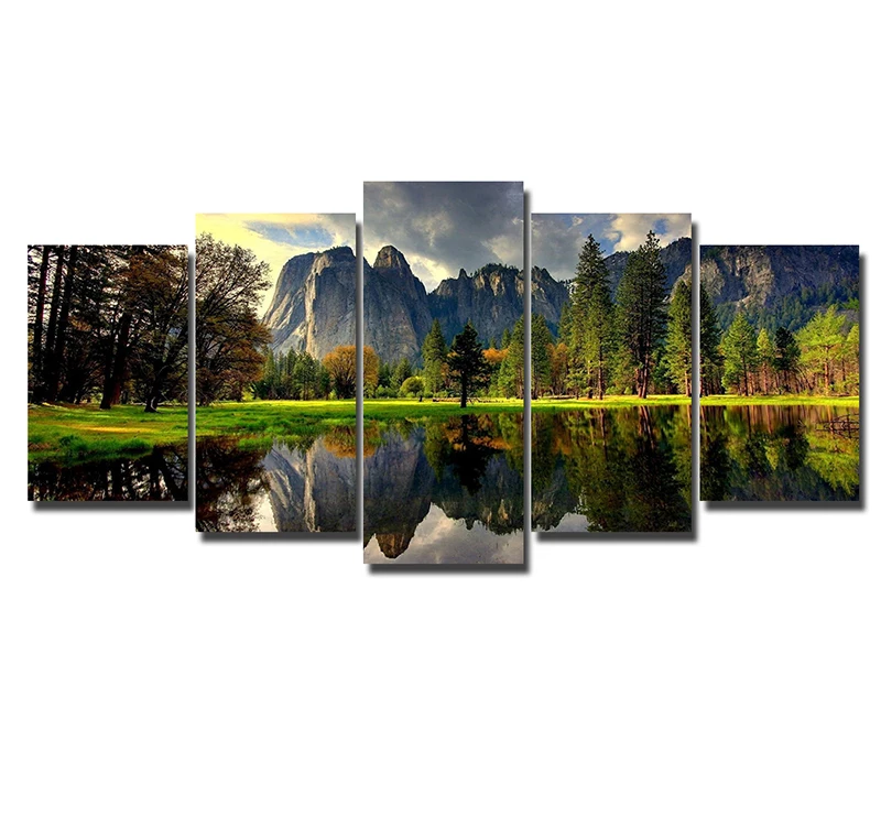 5 Panel Mountains and woods Canvas wall art Print picture poster modern home decor canvas print