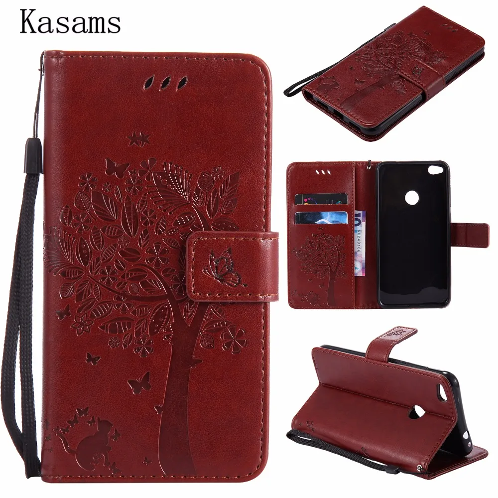 

3D Tree For Huawei P9 P8 Lite 2017 Phone Shell For Honor 8 Lite Nova Lite GR3 2017 PU Leather Case Flip Stand Cover ALE-L21