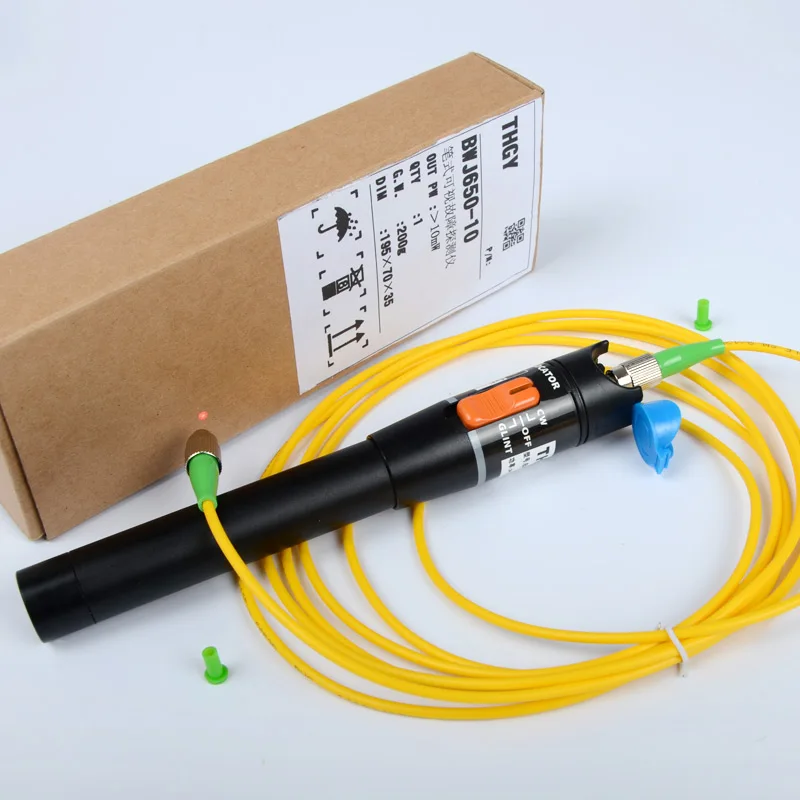 10MW Metal Fiber Optic Visual Fault Locator 10 kilometres VFL Red 650nm ...