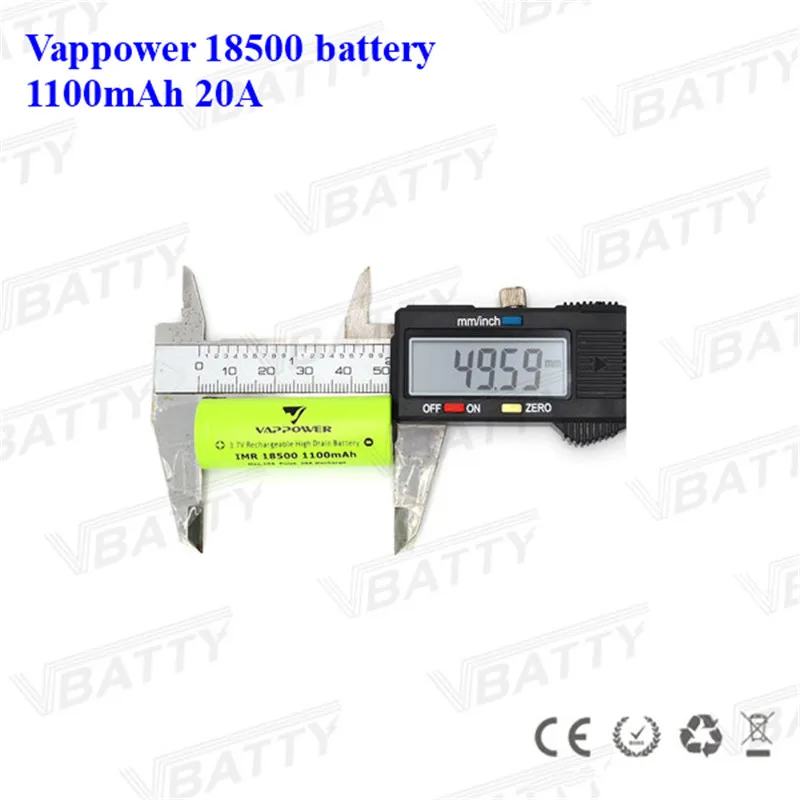 Vappower IMR 18500 1100mah 10A 9