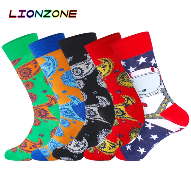 LIONZONE, мужские забавные носки, Покемон, животное, растение, цветочный тотем, высокое качество, чёсаный хлопок, дышащие, брендовые носки, Grappige Sokken