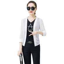 Шифон тонкий короткий кардиган пальто Топы корректирующие женские для женщин пиджаки для и куртки весна лето, защита от солнца рубашк