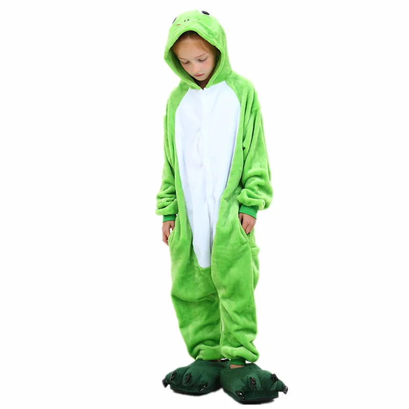 

Children's Frog Animal Flannel Animal Siamese Pajamas Long Sleeve Cartoon Cosplay Halloween Costume