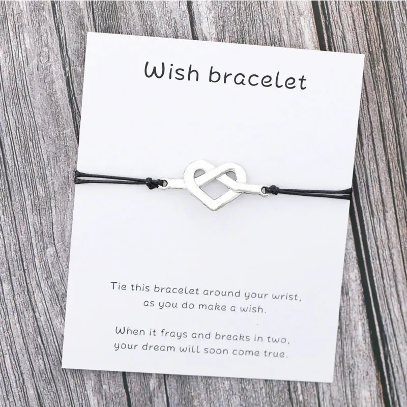 

Friendship Knot Wish Bracelet Heart Infinite Knot Best Friend Charm Jewelry for Women Men Adjustable Rope Bracelet Jewelry Gift
