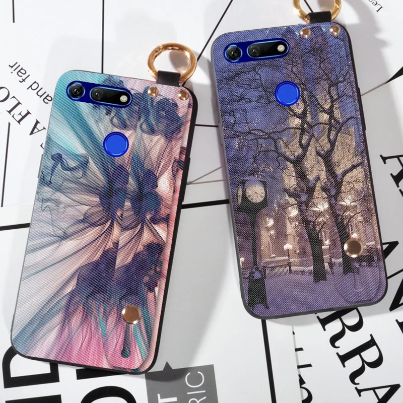 

Luxury Rivet Strap Stand Phone Case For Huawei P Smart 2019 Russian Case Fabric Cover For Huawei Honor View 10 20 V10 V20
