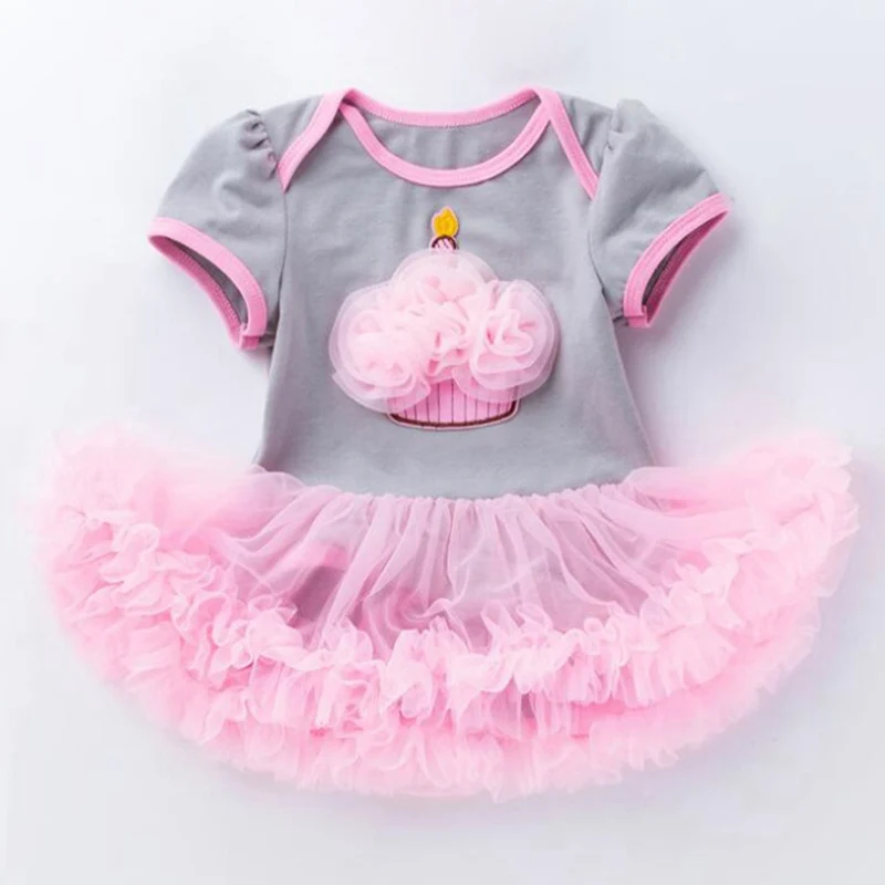 Розовое Кружевное платье-пачка для маленьких девочек, платье на день рождения для детей 1 и 2 лет, Детская праздничная одежда Летнее Детское платье Одежда для младенцев