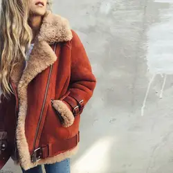 Зимнее пальто из замши кожа искусственная Меховая куртка для женщин; Большие размеры 5XL модные Сгущает Теплый молнии Мото-куртки