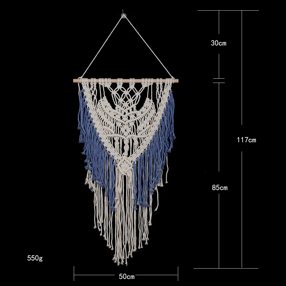 Вязаный богемский настенный гобелен ручной работы из хлопка с кисточками гобелены индийский ручной работы свадебное оформление для церемоний настенное искусство - Цвет: 1