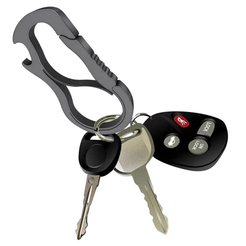 

Mutil Function Home Tool With Bottle Opener For Home Black Full Stainless Steel Anti-lost Key Chain Carabiner New