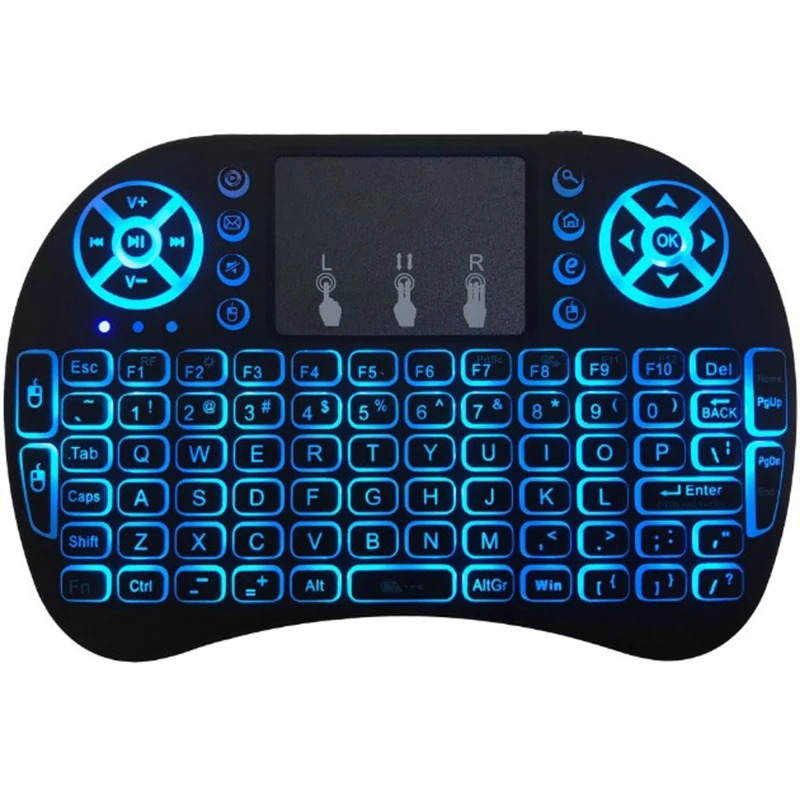 

Rii i8 Flying Mouse Keyboard Russian 2.4Ghz Three-finger Touch Lithium Battery Version Three-color Backlight Touch Air Mouse