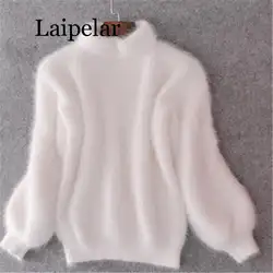 Laipelar/Новинка 2019 года; зимняя модная утепленная теплая водолазка; женские свитера с рукавами-фонариками; Повседневная однотонная тонкая