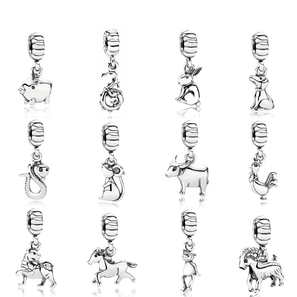

NEW 2018 NEW 100% 925 Sterling Silver Jewelry New The 12 Chinese Zodiacs Pendant Fashion Women Fit Bracelet & Necklace