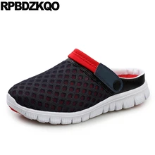 Сандалии для сада с закрытым носком размера плюс; Мужская обувь из сетчатого материала; коллекция года; Сабо; 46; модные дизайнерские шлепанцы; шлепанцы без задника на плоской подошве; большие размеры 45