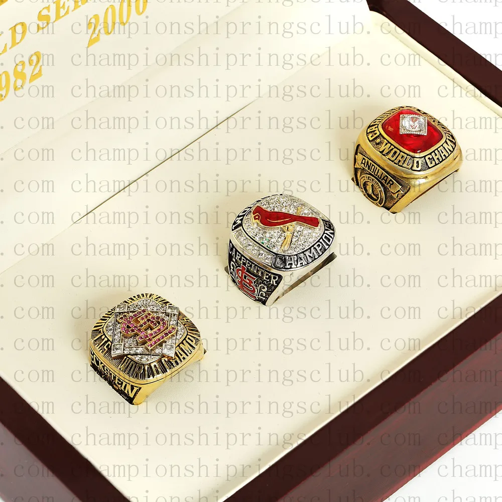 One set (3PCS) 1982 2006 2011 St. Louis Cardinals World Series Championship Ring With Wooden Box Replica Rings LUKENI | Украшения и