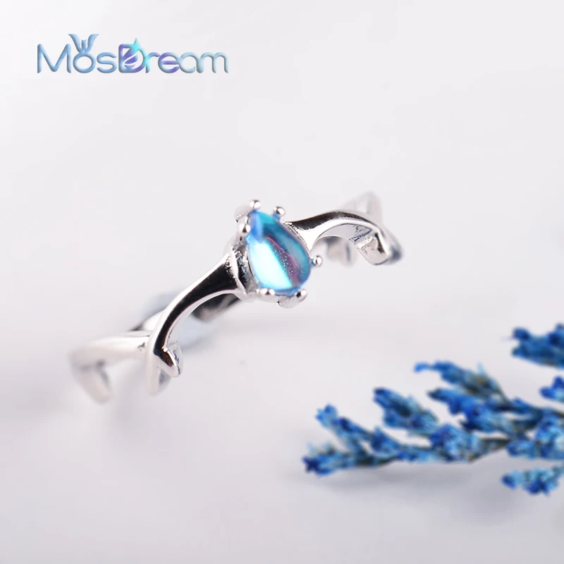MosDream Рог лося s925 Серебряное кольцо с синим градиентом драгоценный камень модное женское кольцо на палец милые темпераментные кольца для женщин