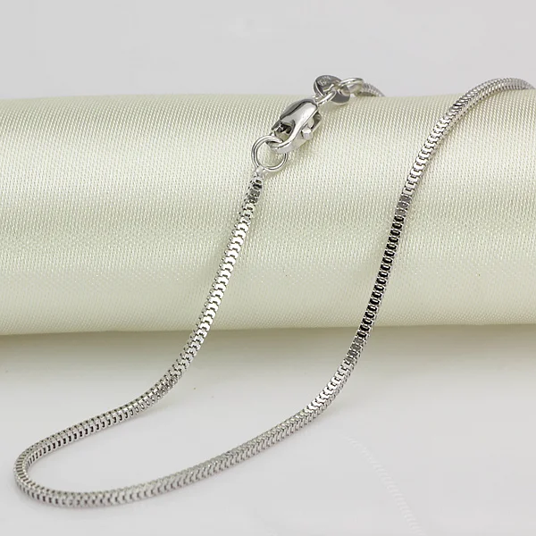 Pure 18K White Gold Necklace 1.5mmW 