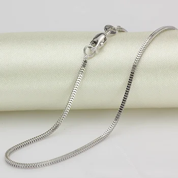 

Pure 18K White Gold Necklace 1.5mmW Milan Box Chain Link 17.7"L 2-2.5g