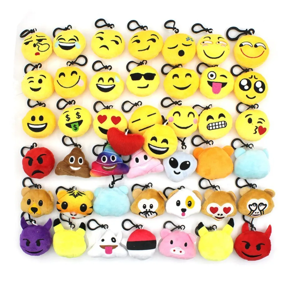 Emoji Keyrings 44 Pieces/Pack, Lovely Mini Plush KeyChains 2 inch for Kids Gift Emoji Keyrings 44 Pieces/Pack, Lovely Mini Plush KeyChains 2 inch for Kids Gift