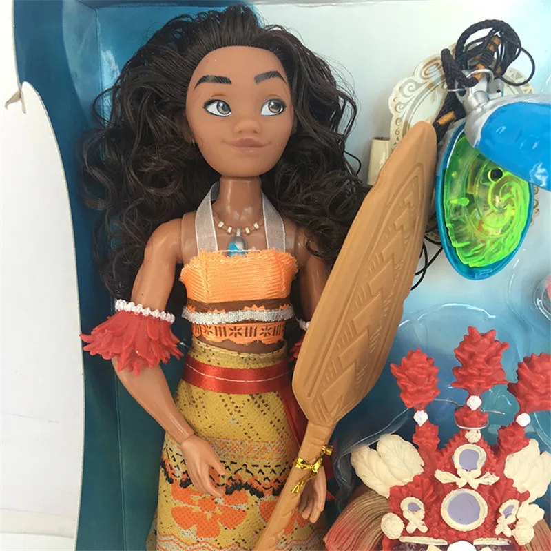 Ceny Księżniczka Moana lalki Kawaii światła i muzyki pcv zmienić ubranie figurka zabawka Anime prezenty urodzinowe dla dziewczynek