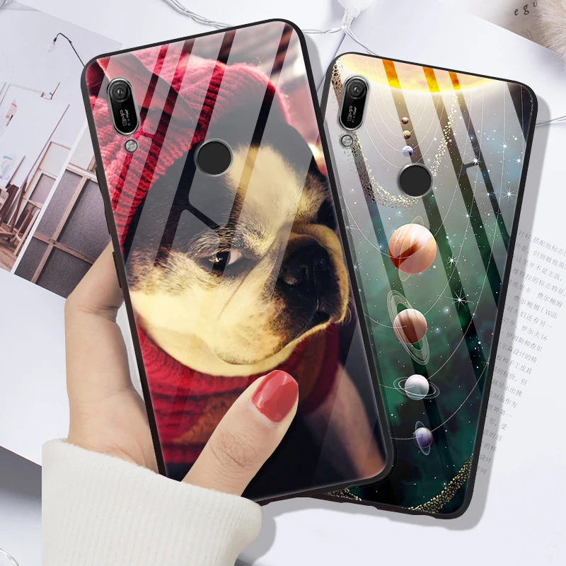 Чехол для Huawei Y6 Prime 2019 чехол из закаленного стекла жесткая задняя крышка телефона