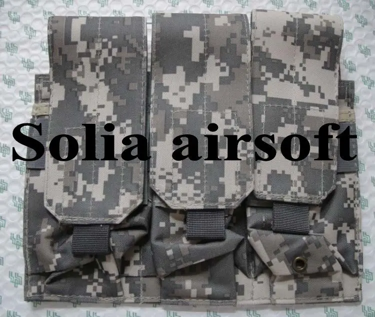

THREE pouch molle triple mag magazine round ammo bag molle pouch closure ACU