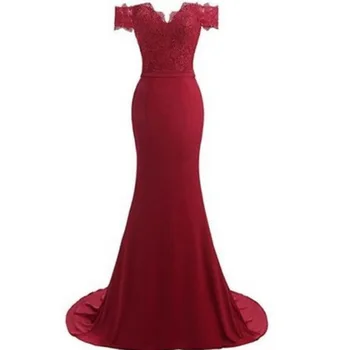 

Doragrace Vestido De Festa Glamorous Applique Off the Shoulder Prom Gowns Mermaid Evening Dresses
