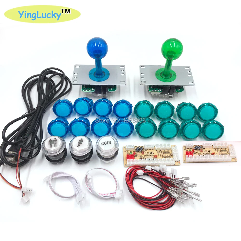 Yinglucky Джойстики для аркадных игр с нулевой задержкой DIY Kit USB энкодер для ПК Джойстик Sanwa для аркадных игр+ кнопочные кнопки Sanwa для аркадных игр Mame - Цвет: blue green