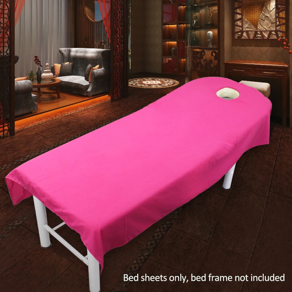 Machine Washable Soft Wrinkle Resistant Table Cover Microfiber Couch Polyester Plain Bedding Article Massage SPA Bed Sheet Salon - Цвет: Rose red