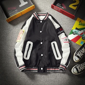 

Baseball uniforms alphabet print 2018 early spring new trend men's large size casual jacket Fashion Free shipping