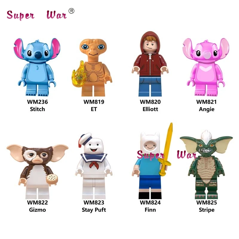 

Single Building Blocks Cartoon Movie E.T. Elliott Stay Puft Finn Gizmo stitch Angie Unikitty Sonic toys for children