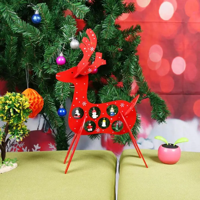 

39cm Cute Cartoon Animals Desktop Decoration Table Wood Christmas Deer Elk For Gift Mini Ornament Display Christmas Decoration
