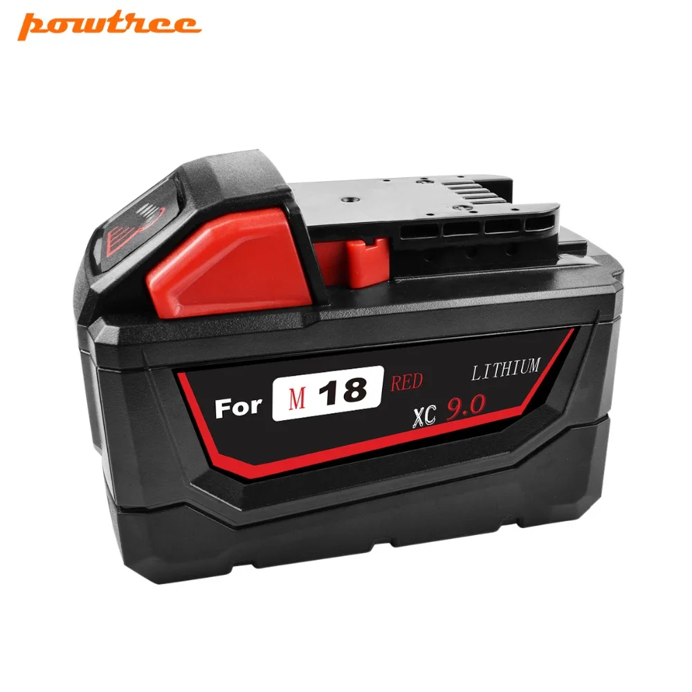 Powtree For Milwaukee M18 9000mAh 18V M18 Power Tools Rechargeable Li-ion Battery Replacement 48-11