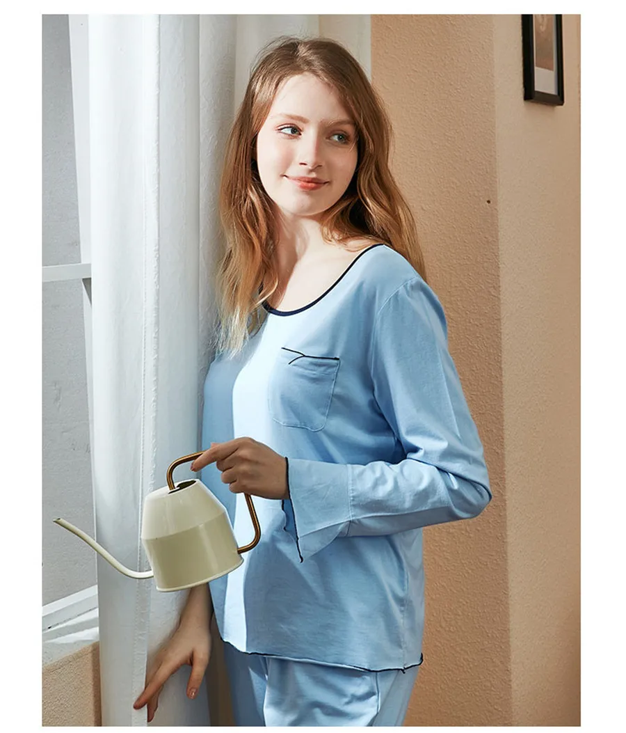 Сон лаунж-Пижама комплект Милая одежда для сна Для женщин летом карман Повседневная Пижама Femme простая солидная цветная Пижама для Женская Удобная Обувь для студентов
