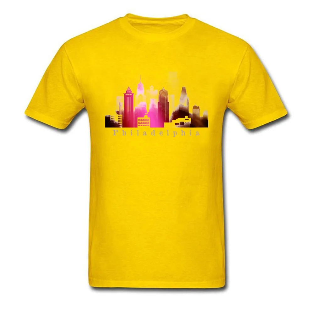 Philadelphia tee O-Neck T Shirts Summer/Autumn Tees Short Sleeve Fashion Pure Cotton Casual Tee-Shirts Europe Men Philadelphia tee yellow