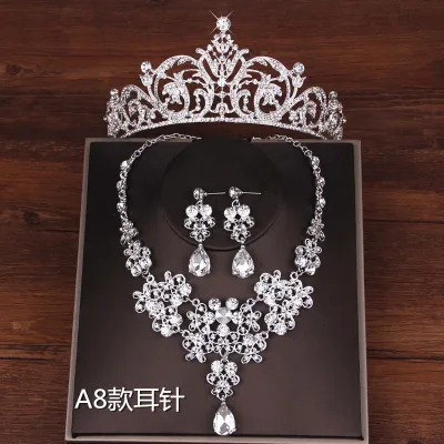 Moda Crystal Clear Jóias Nupcial Do Casamento Define Mulheres Pageant Prom Casamento Jóias Acessórios de Noiva Tiara de Jóias Brincos (9)