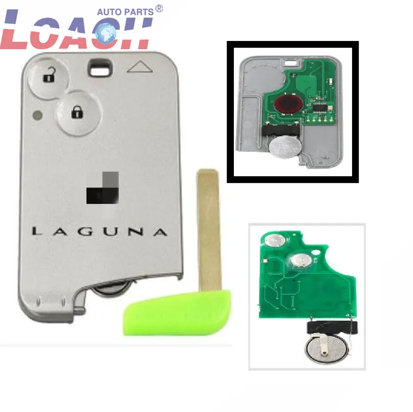 

2 Button Remote Card Smart Car Key for Renault Laguna 433Mhz PCF7947 Chip with Uncut Key Blade with LOGO PCF7947 Chip