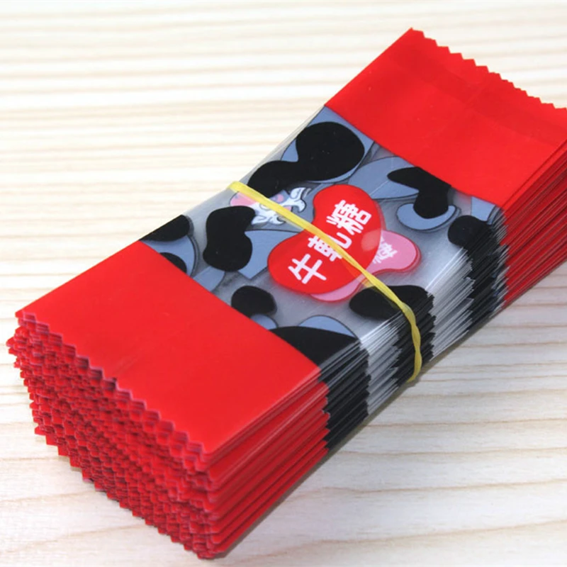 

10.5x4CM 200Pcs/lot Red DIY Handmade Nougat Candy Packaging Bag Milk Candy Taffy Wrapper Food Packing Mini Bag