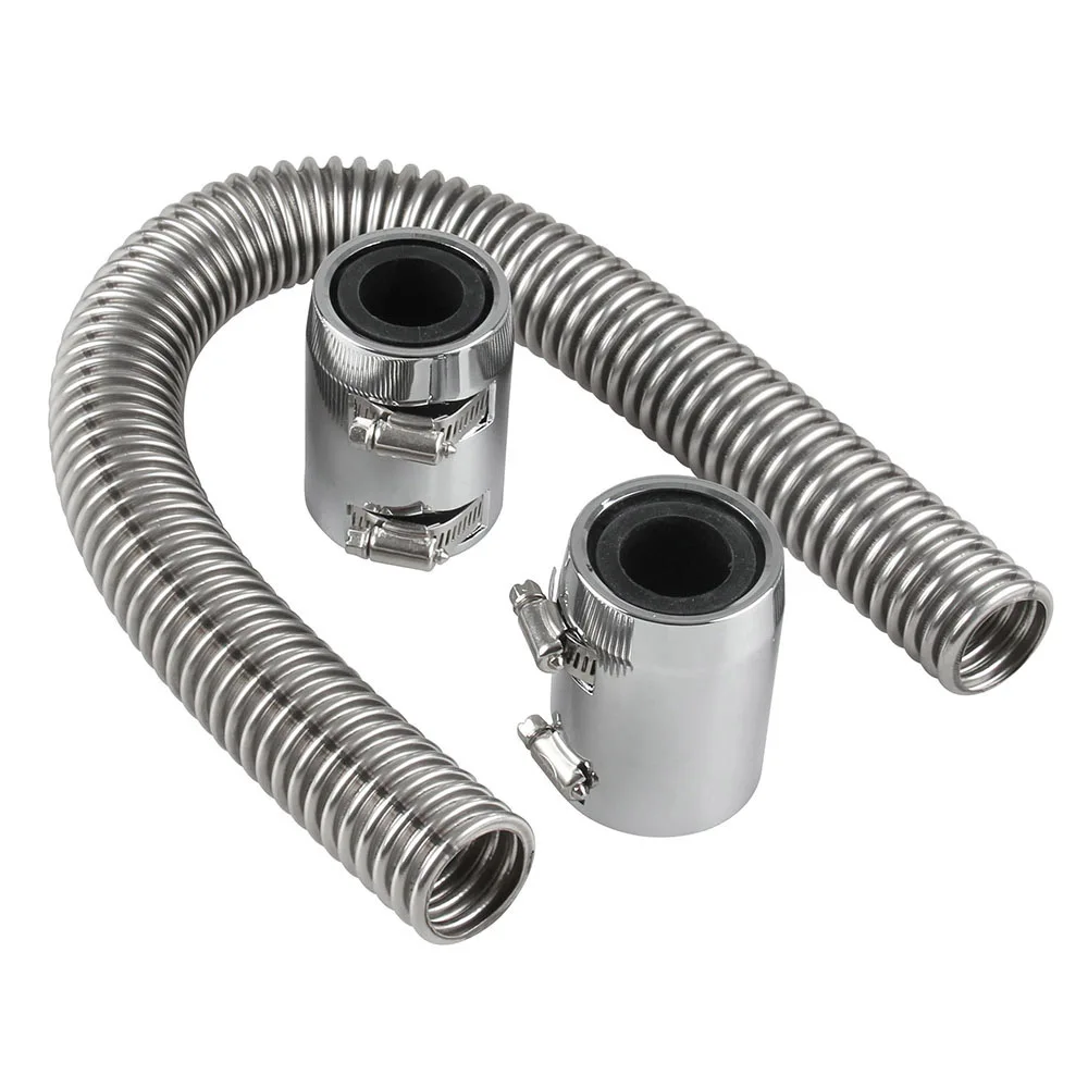 

24" Flexible Upper / Lower Radiator Hose Kit & Stainless Steel w/ Chrome Caps V8 Car Acessories